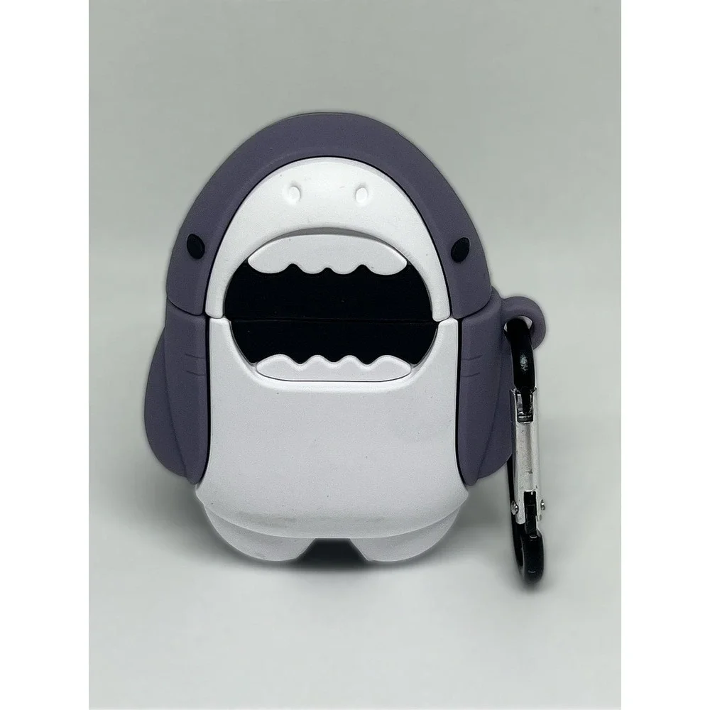 Cute Shark AirPods Gen 1/2 Case Cover Protective Silicone With Carabiner